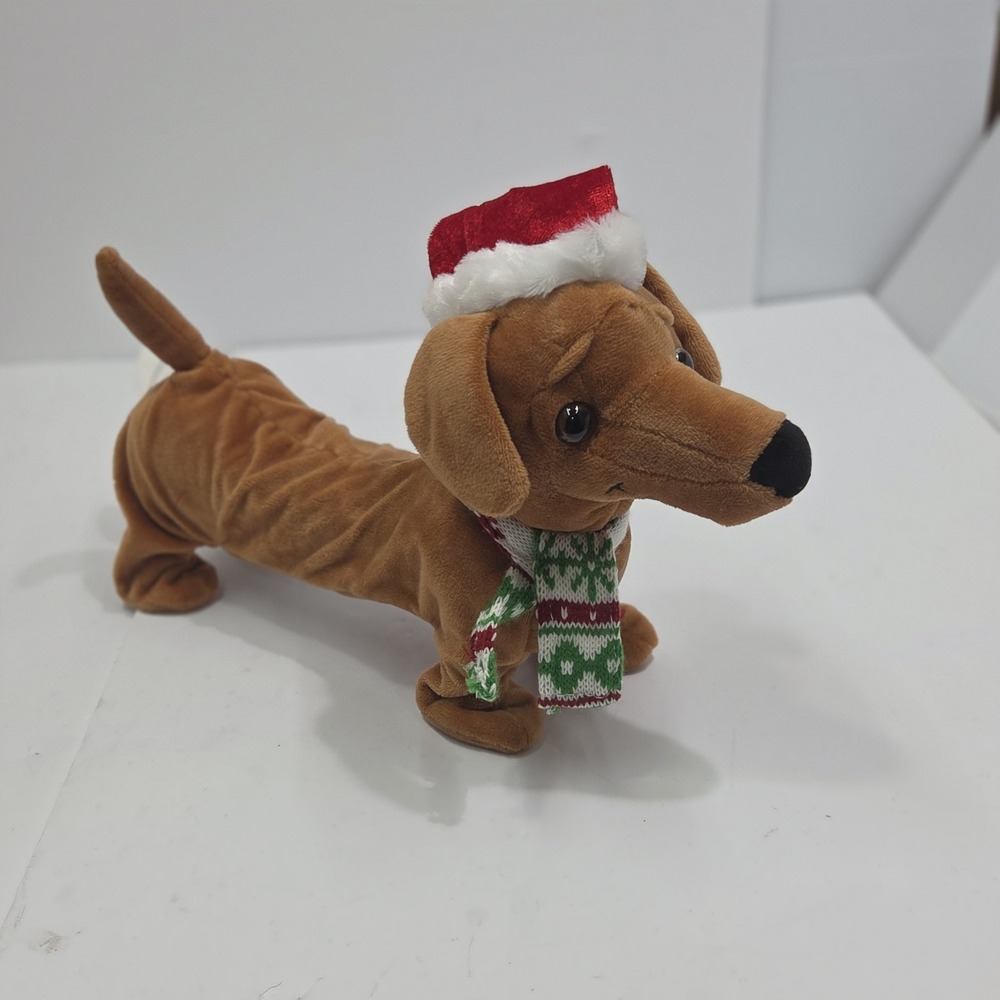 GEMMY CHRISTMAS ANIMATED DACHSHUND Whip And Nae Nae TESTED WALKS Santa Christmas